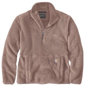 NWT Carhartt Loose Fit Fleece Half-Zip Pullover Brown Soft Sepia Medium